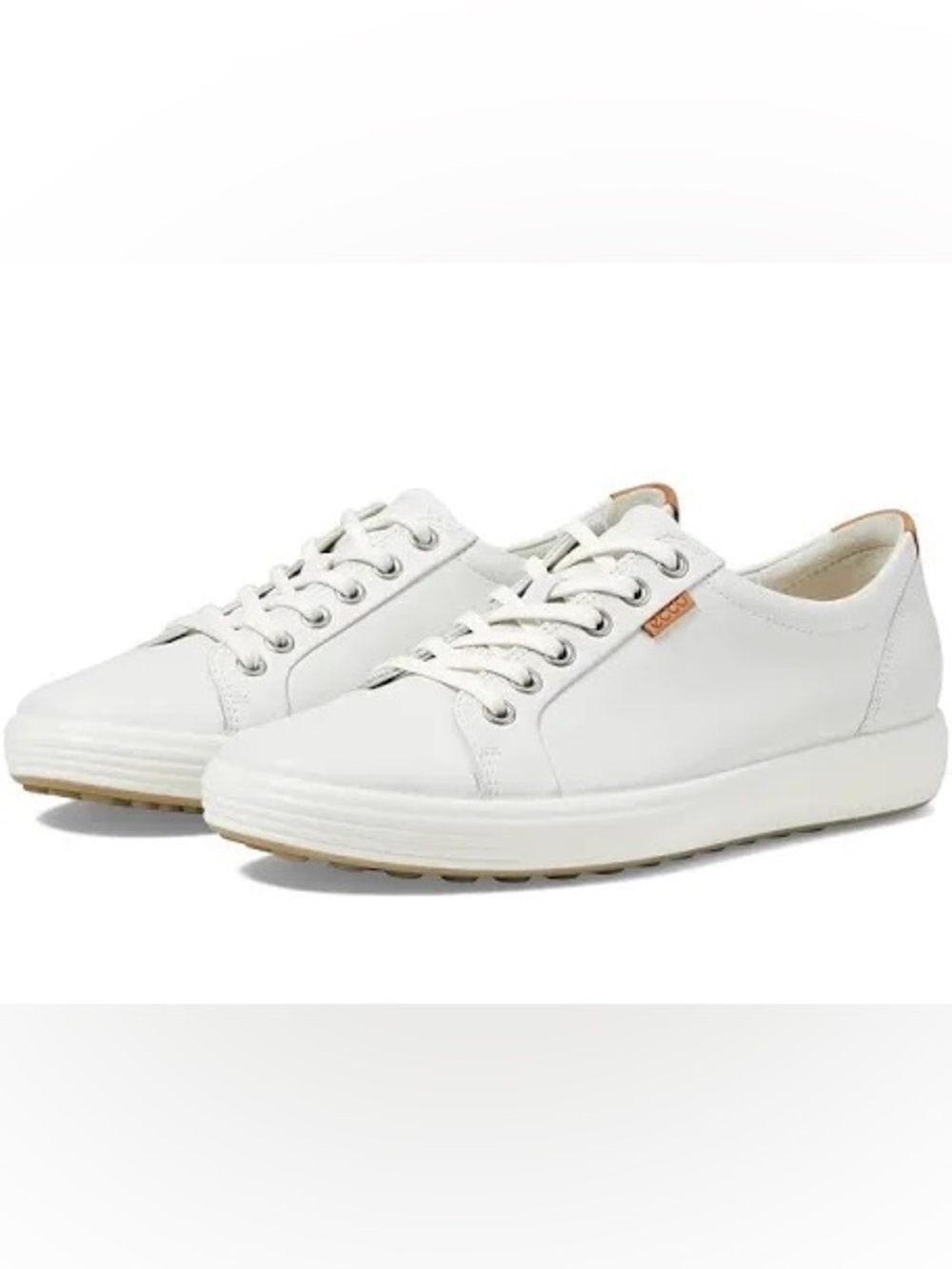 Ecco Soft 7 Leather Sneakers Casual White Lace-Up Sz 9 unisex minimalist preppy